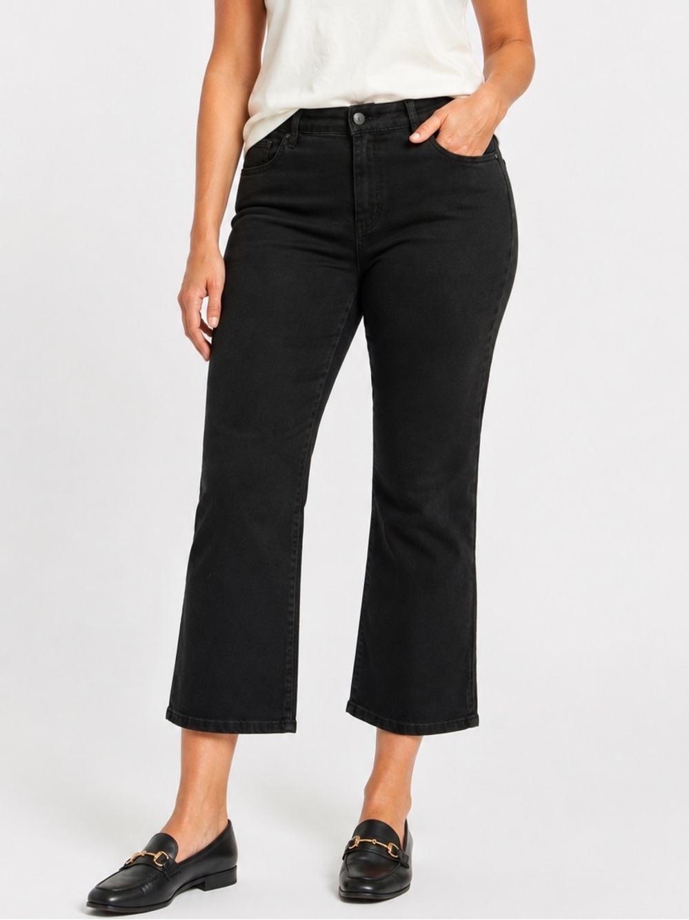 NYDJ Marilyn Straight Black Crop Jeans Lift Tuck Size 14 Altered